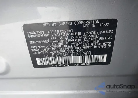 2023 Subaru Forester Premium from USA, damaged, VIN JF2SKAEC6PH412903